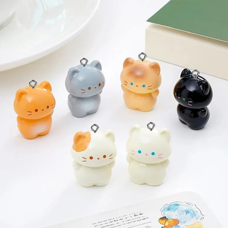 Resin Art Jewelry Kit - ชุด 10 ชิ้น จี้เรซินรูปแมวซิมายีส์ 3D แบบตั้งได้