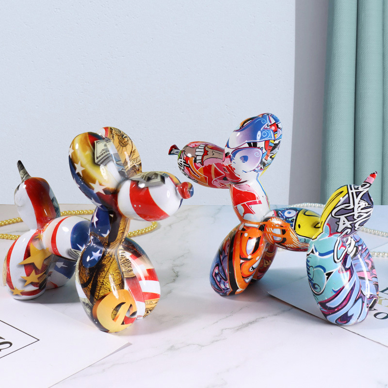 Resin Art Stand - แปลกน้ํา-โอนบอลลูนสุนัขประติมากรรม-พราว Graffiti Art Decor สําหรับห้องนั่งเล่น/ทางเข้า,vibrant TV