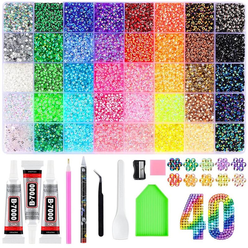 Resin Art Book - ชุดตกแต่งเล็บด้วยเรซินและคริสตัล 3 มม. 40 สี 32,000