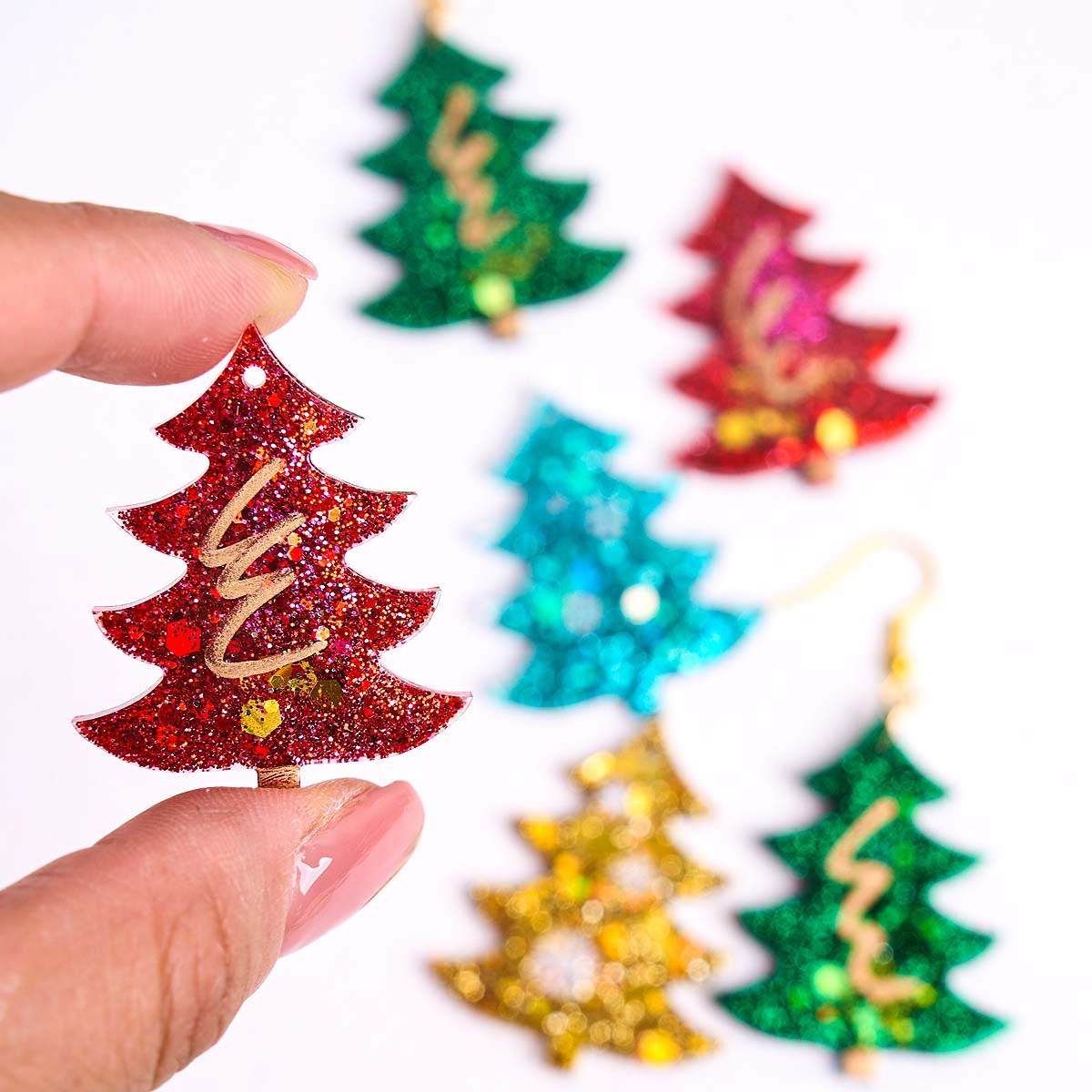 Resin Art Uv - แม่พิมพ์ซิลิโคนต้นคริสต์มาส 3 มิติ สำหรับทำพวงกุญแจ ต่างหู เครื่องประดับ