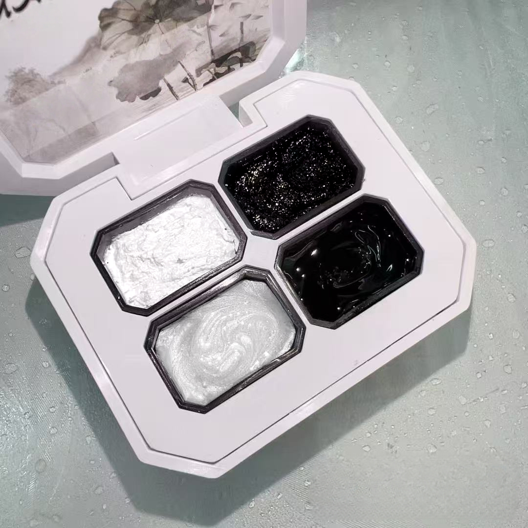 Resin Art Gel - ยาทาเล็บเจล 4 สี ทาเล็บแบบพัทติ้ง เนื้อเจลแน่นปานกลาง สีดำ