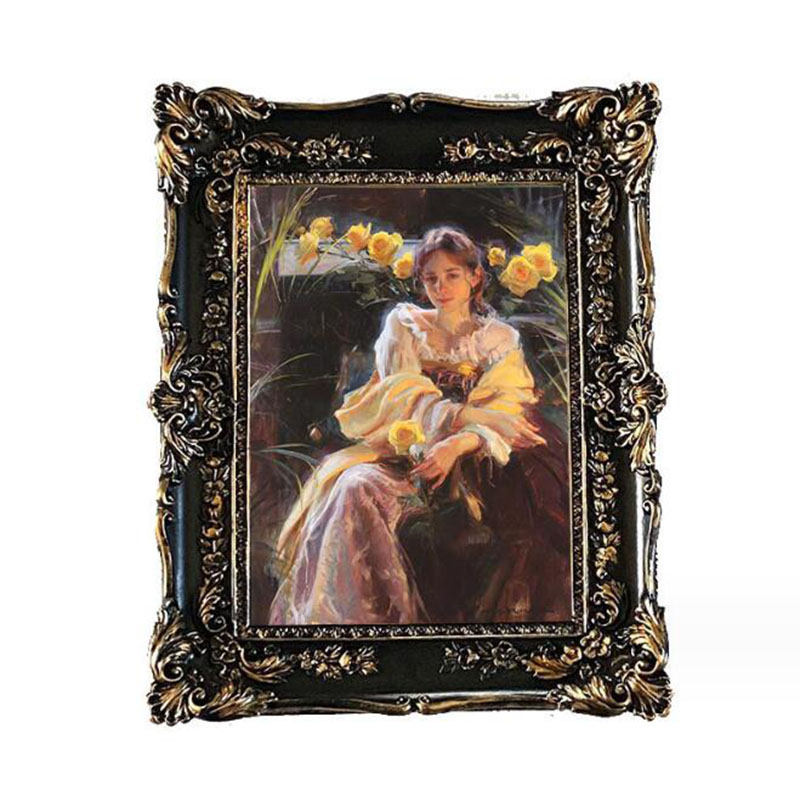Resin Art Photo Frame - สไตล์ยุโรปเรซิ่นบรรเทากรอบรูปดอกไม้สีดํากรอบรูปสี่เหลี่ยมผืนผ้าผู้ถือรูปถ่ายเดสก์ท็อปเครื่องประดับตกแต่ง