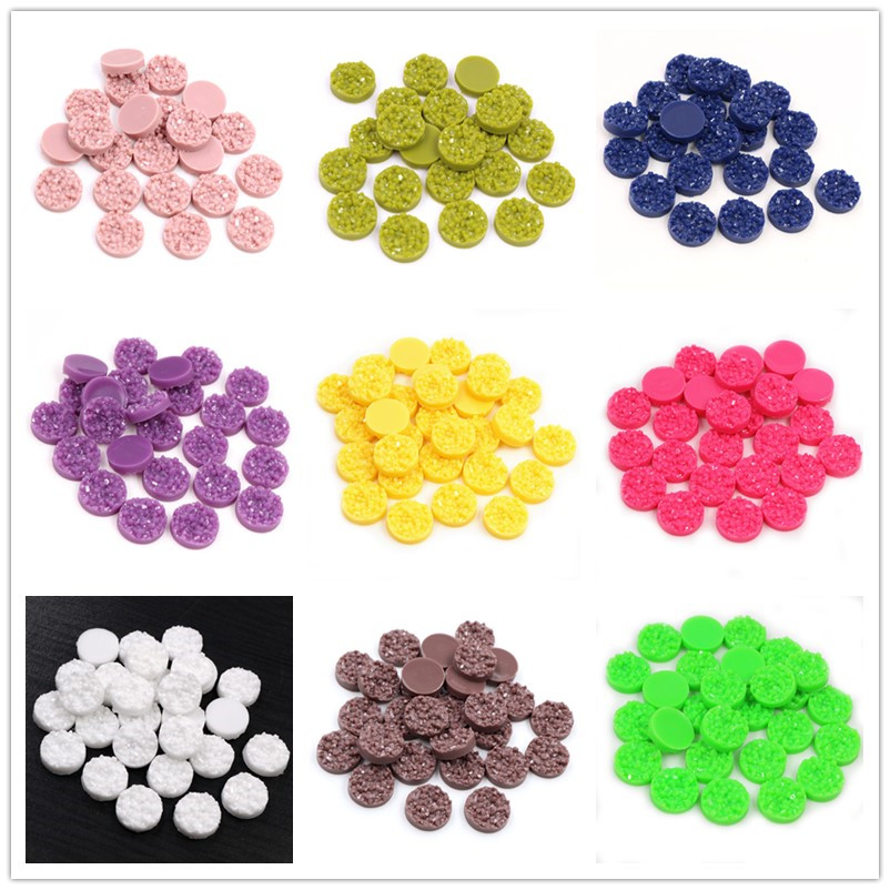 Resin Art Jewelry Kit - 40pcs เรซิ่น Druzy Cabochons โดม 8/10/12