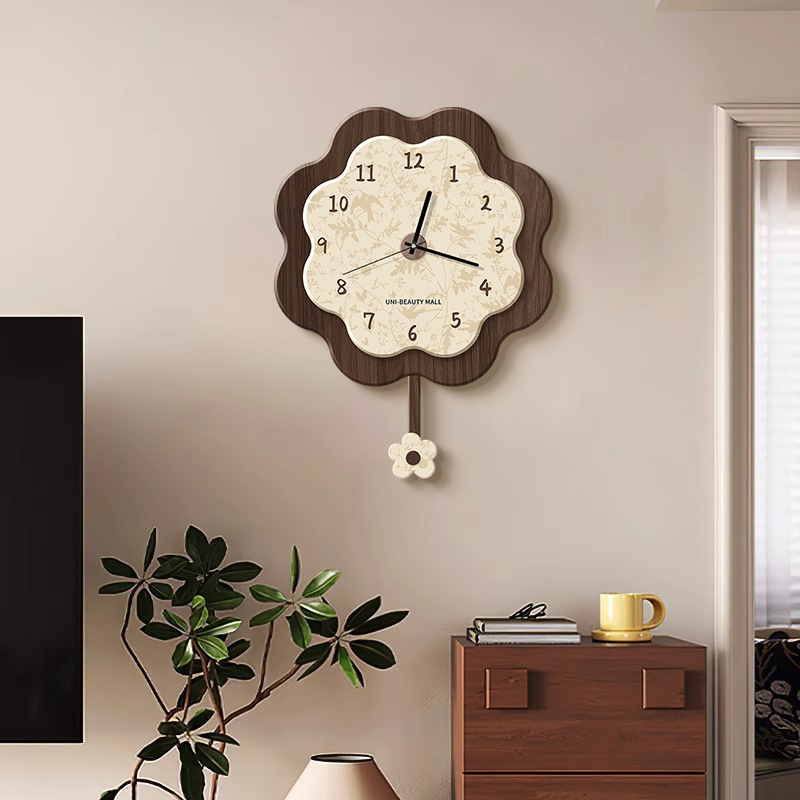 Resin Art Clock - นาฬิกาแขวนผนังศิลปะสร้างสรรค์สไตล์จีนที่ให้ความรู้สึกย้อนยุคและหรูหรา สามารถแกว่งซ้ายขวาได้ ตกแต่งบ้าน