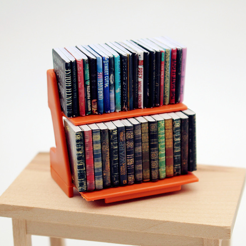 Resin Art Book - ชั้นวางหนังสือจำลองขนาด 1:12 สำหรับตกแต่งบ้านตุ๊กตา ห้องอ่านหนังสือ อุปกรณ์ตกแต่งบ้านตุ๊กตา