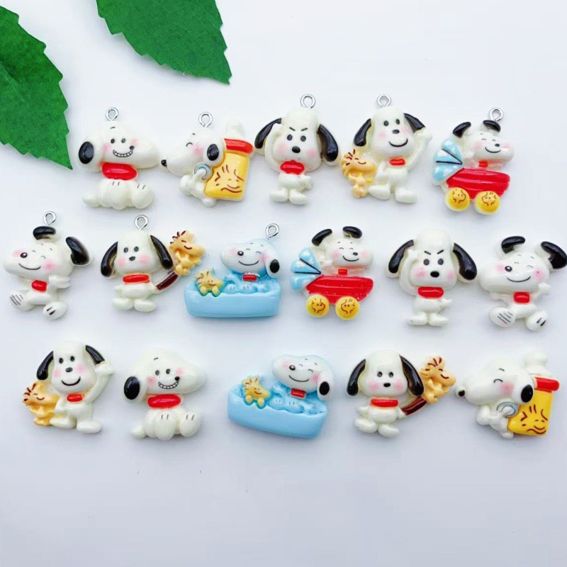 Resin Art Jewelry Kit - จี้รูปสุนัขการ์ตูนเรซิ่น 12 ชิ้น, ต่างหูทำเอง DIY, อุปกรณ์เสริมพวงกุญแจ