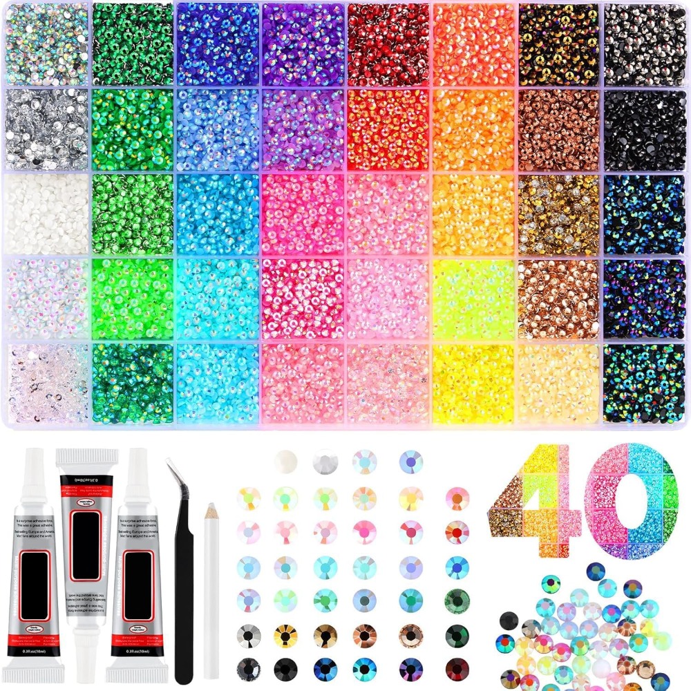 Resin Art Book - ชุดตกแต่งเพชรเรซินเจลลี่ 40 สี พร้อมปากกากาว 3 ด้ามและแหนบ