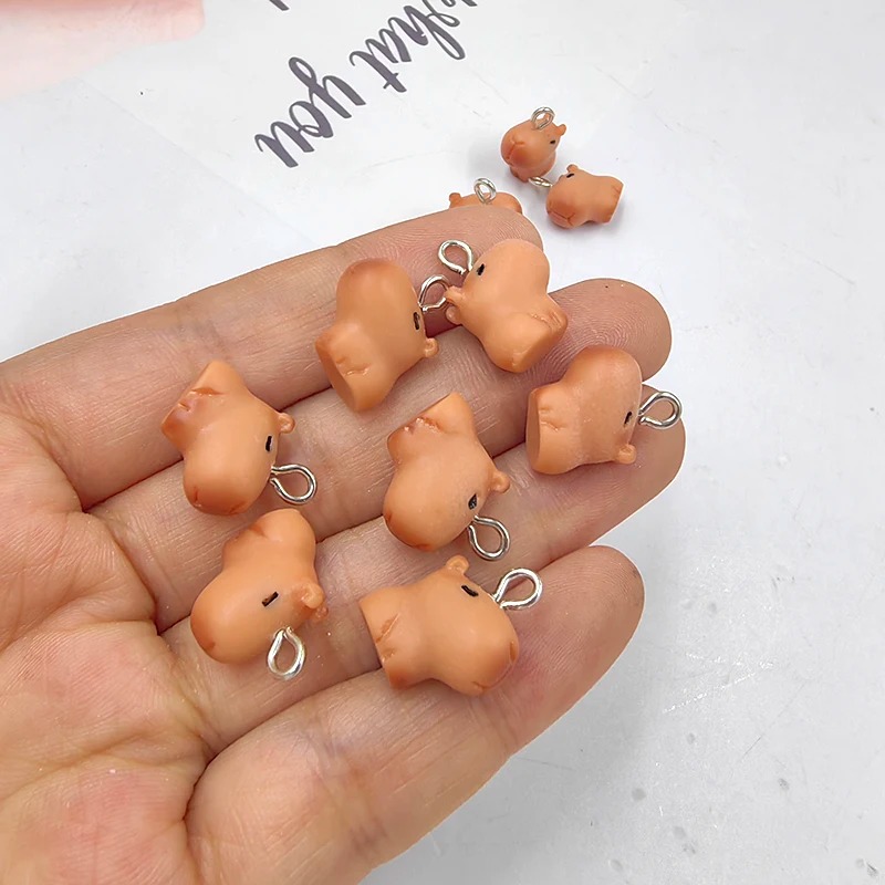 Resin Art Jewelry Kit - จี้คาปิบาร่าน่ารักขนาดเล็ก 10 ชิ้น สำหรับทำเครื่องประดับ จี้รูปสัตว์ยอดนิยม จี้ห้อยขนาดเล็ก