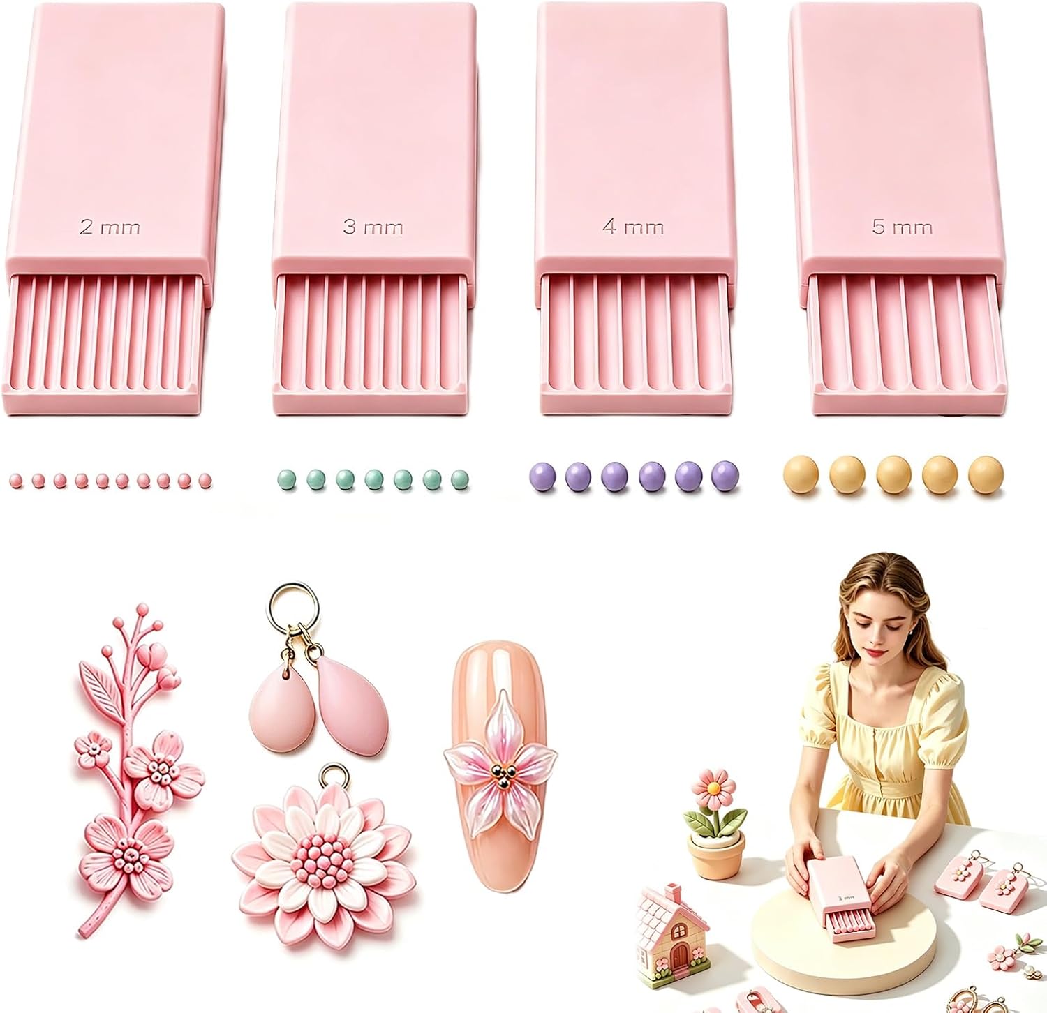 Resin Art Gel - เครื่องมือทำลูกบอลเจล 3D สำหรับงานปั้นดินเหนียว, ลูกกลิ้งลูกปัดสำหรับตกแต่งเล็บด้วยเจล 3D |