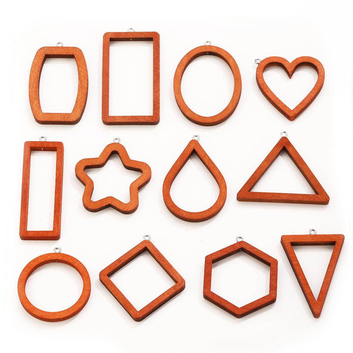 Resin Art Jewelry Kit - จี้รูปทรงเรขาคณิตไม้รูปสามเหลี่ยมและสี่เหลี่ยม 10 ชิ้น สำหรับต่างหู สร้อยข้อมือ ตัวเชื่อมต่อ