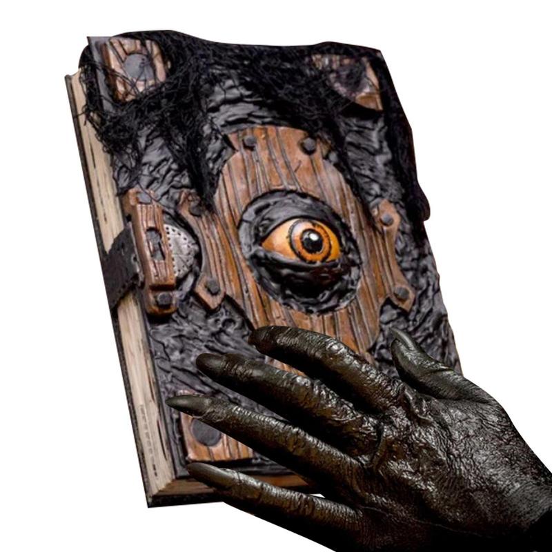 Resin Art Book - หนังสือ necronomicon สมจริงตกแต่งฮาโลวีนสาปแช่งของหนังสือแม่มดตกแต่งสยองขวัญฮาโลวีนประติมากรรมศิลปะเสาเสน่ห์ตา
