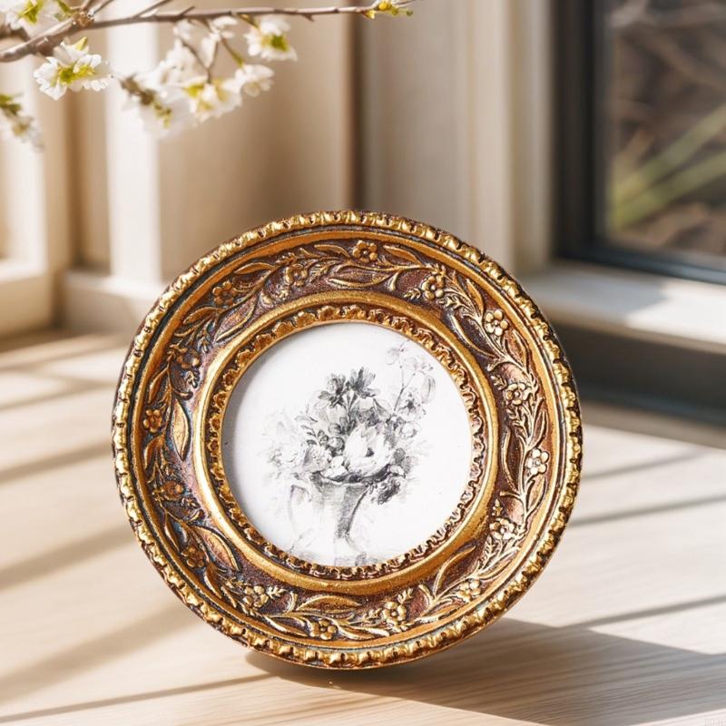 Antique Bronze Gold กรอบรูปกลม - Resin Art Photo Frame บทวิจารณ์และราคา