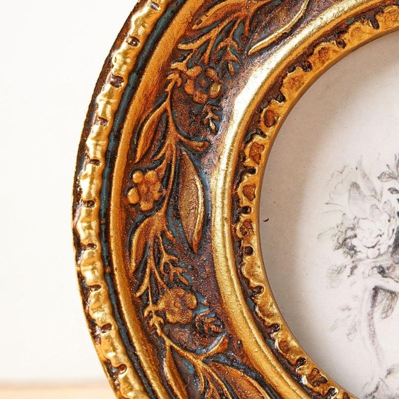 Antique Bronze Gold กรอบรูปกลม - Resin Art Photo Frame บทวิจารณ์และราคา
