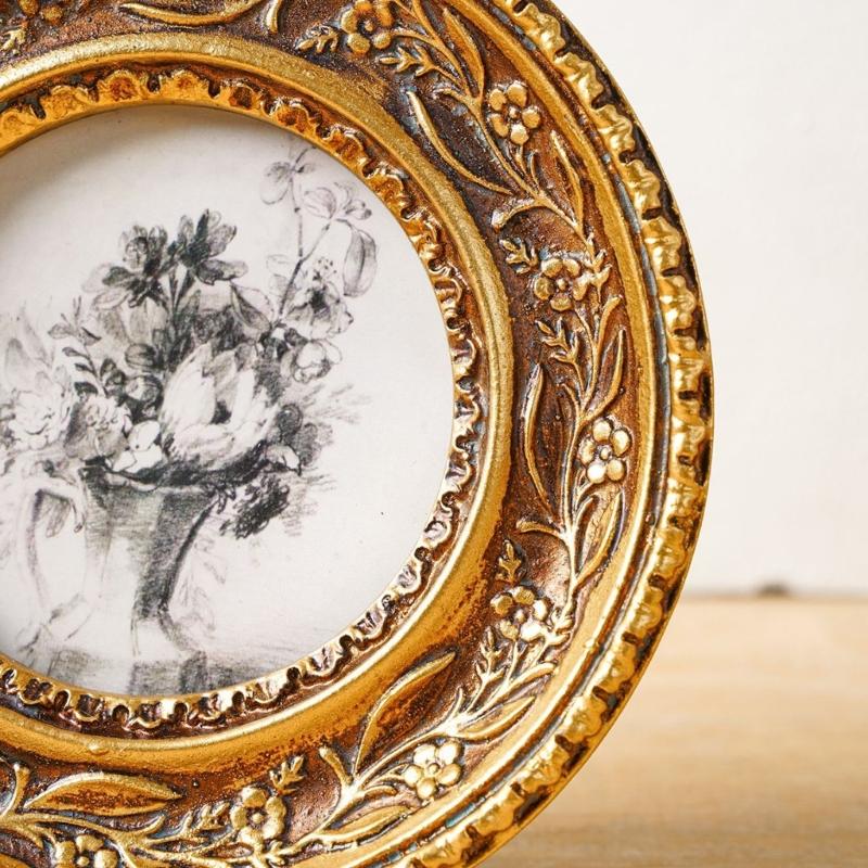 Antique Bronze Gold กรอบรูปกลม - Resin Art Photo Frame บทวิจารณ์และราคา