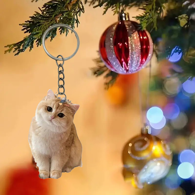 สีดําและสีขาวพวงกุญแจแมว 2d อะ - Resin Art Design Keychain บทวิจารณ์และราคา